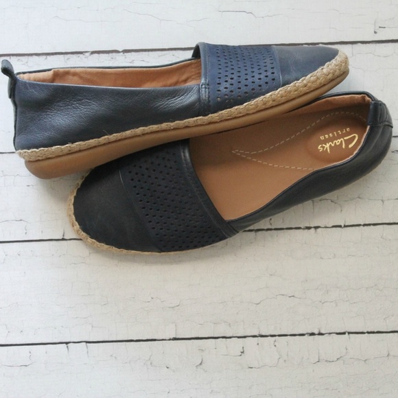clarks perforated leather espadrilles